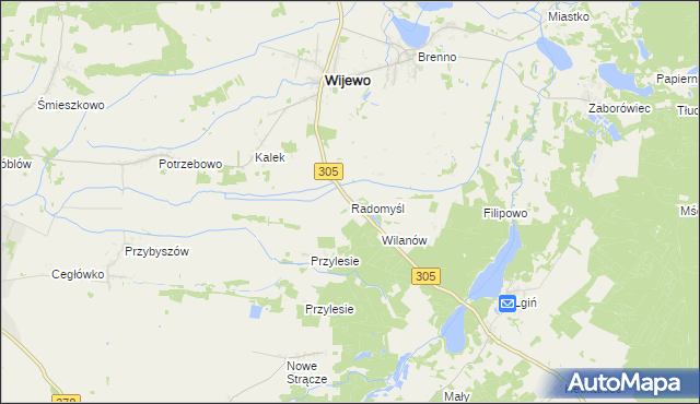 mapa Radomyśl gmina Wijewo, Radomyśl gmina Wijewo na mapie Targeo