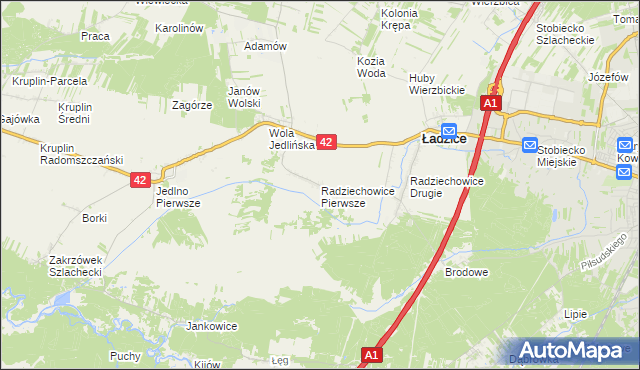 mapa Radziechowice Pierwsze, Radziechowice Pierwsze na mapie Targeo