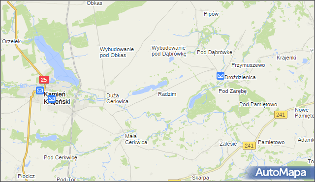 mapa Radzim gmina Kamień Krajeński, Radzim gmina Kamień Krajeński na mapie Targeo
