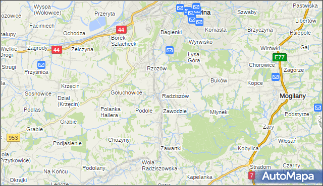 mapa Radziszów, Radziszów na mapie Targeo