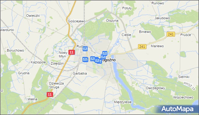 mapa Rogoźno powiat obornicki, Rogoźno powiat obornicki na mapie Targeo
