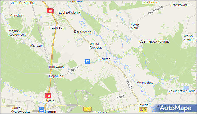 mapa Rokitno gmina Lubartów, Rokitno gmina Lubartów na mapie Targeo