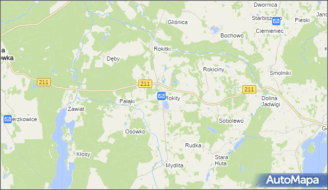 mapa Rokity gmina Czarna Dąbrówka, Rokity gmina Czarna Dąbrówka na mapie Targeo