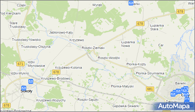 mapa Roszki-Wodźki, Roszki-Wodźki na mapie Targeo
