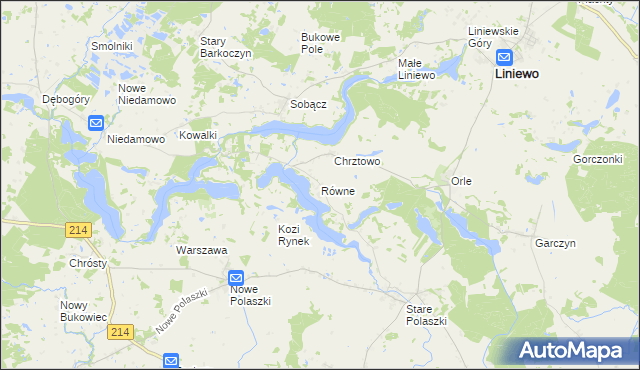 mapa Równe gmina Liniewo, Równe gmina Liniewo na mapie Targeo