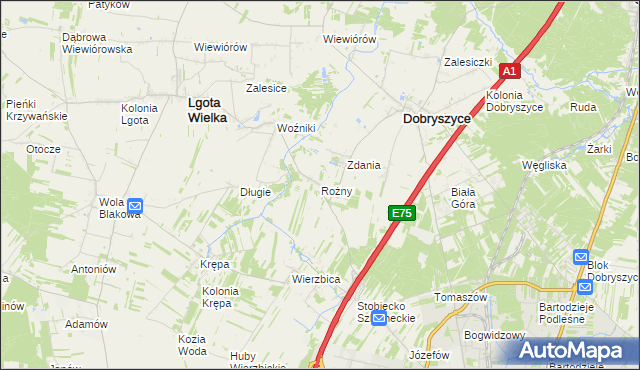 mapa Rożny, Rożny na mapie Targeo