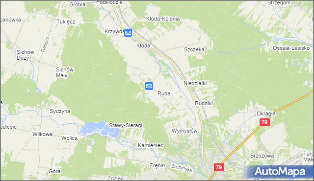 mapa Ruda gmina Rytwiany, Ruda gmina Rytwiany na mapie Targeo