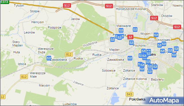 mapa Rudka gmina Chełm, Rudka gmina Chełm na mapie Targeo
