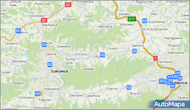mapa Rudnik gmina Sułkowice, Rudnik gmina Sułkowice na mapie Targeo