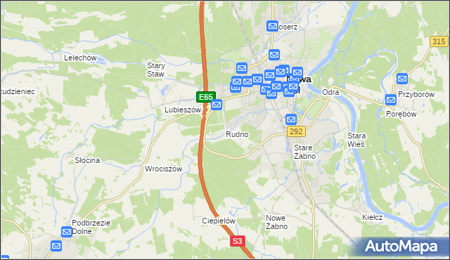 mapa Rudno gmina Nowa Sól, Rudno gmina Nowa Sól na mapie Targeo