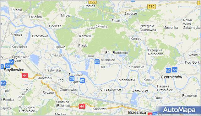 mapa Rusocice gmina Czernichów, Rusocice gmina Czernichów na mapie Targeo