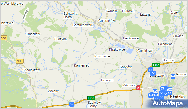 mapa Ruszowice gmina Kłodzko, Ruszowice gmina Kłodzko na mapie Targeo