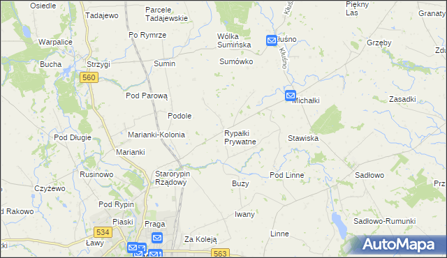 mapa Rypałki Prywatne, Rypałki Prywatne na mapie Targeo