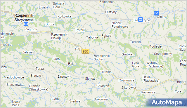 mapa Rzepiennik Suchy, Rzepiennik Suchy na mapie Targeo