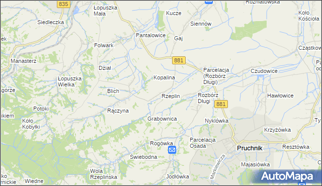 mapa Rzeplin gmina Pruchnik, Rzeplin gmina Pruchnik na mapie Targeo