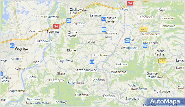 mapa Rzuchowa, Rzuchowa na mapie Targeo