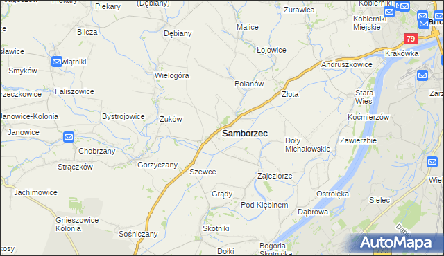 mapa Samborzec, Samborzec na mapie Targeo