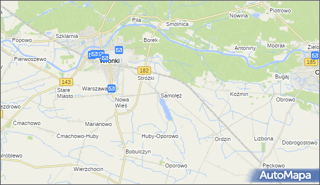 mapa Samołęż, Samołęż na mapie Targeo