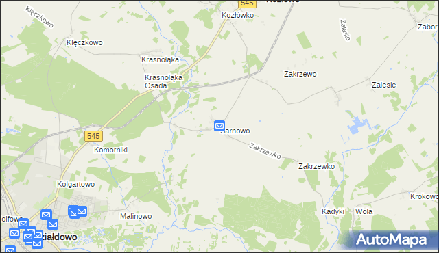 mapa Sarnowo gmina Kozłowo, Sarnowo gmina Kozłowo na mapie Targeo