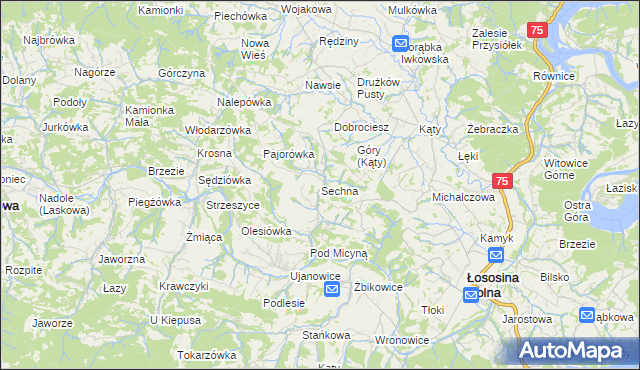 mapa Sechna, Sechna na mapie Targeo