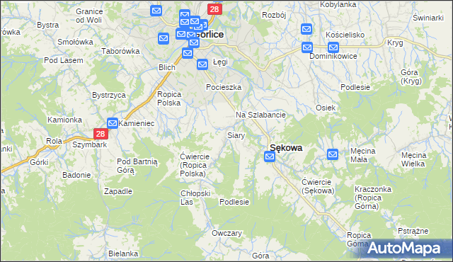 mapa Siary, Siary na mapie Targeo
