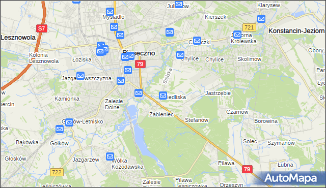 mapa Siedliska gmina Piaseczno, Siedliska gmina Piaseczno na mapie Targeo