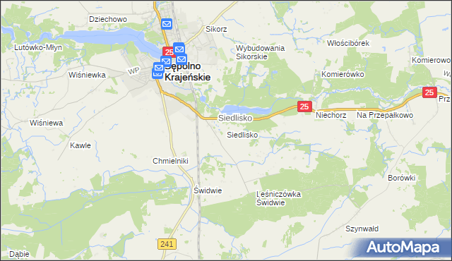 mapa Siedlisko gmina Sępólno Krajeńskie, Siedlisko gmina Sępólno Krajeńskie na mapie Targeo