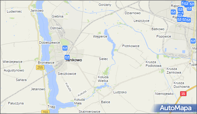 mapa Sielec gmina Janikowo, Sielec gmina Janikowo na mapie Targeo