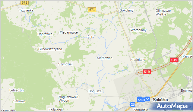 mapa Sierbowce, Sierbowce na mapie Targeo