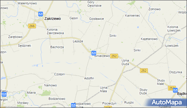 mapa Siniarzewo, Siniarzewo na mapie Targeo