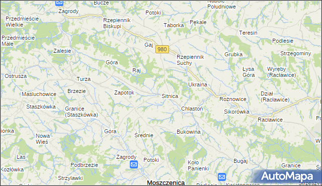 mapa Sitnica gmina Biecz, Sitnica gmina Biecz na mapie Targeo