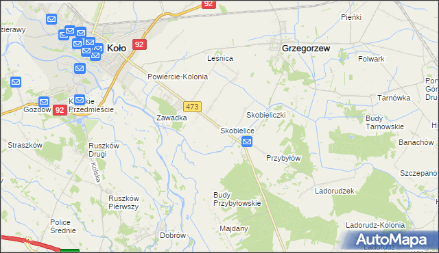 mapa Skobielice, Skobielice na mapie Targeo