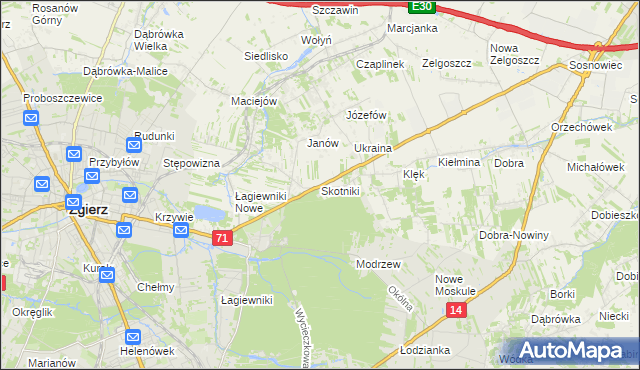mapa Skotniki gmina Zgierz, Skotniki gmina Zgierz na mapie Targeo