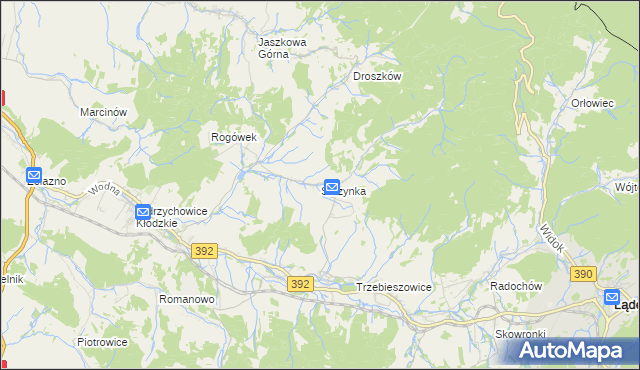 mapa Skrzynka gmina Lądek-Zdrój, Skrzynka gmina Lądek-Zdrój na mapie Targeo