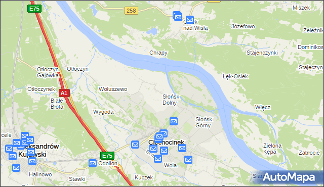 mapa Słońsk Dolny, Słońsk Dolny na mapie Targeo