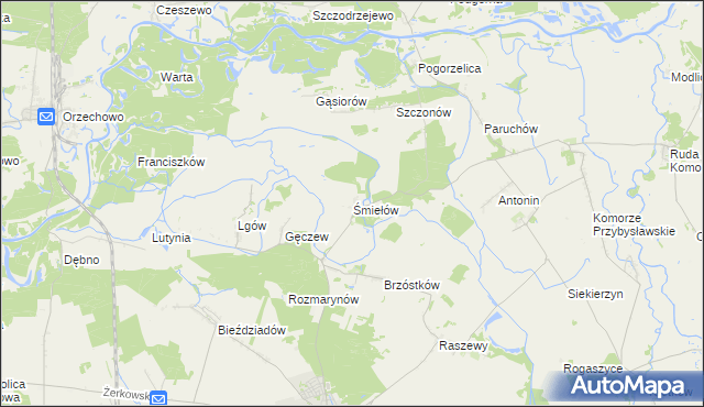 mapa Śmiełów, Śmiełów na mapie Targeo