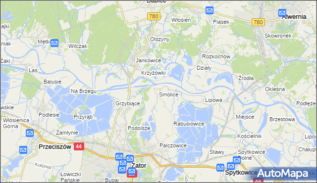 mapa Smolice gmina Zator, Smolice gmina Zator na mapie Targeo