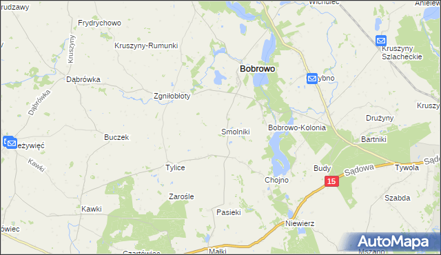 mapa Smolniki gmina Bobrowo, Smolniki gmina Bobrowo na mapie Targeo