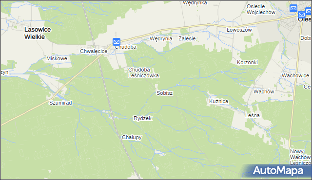 mapa Sobisz gmina Lasowice Wielkie, Sobisz gmina Lasowice Wielkie na mapie Targeo
