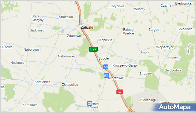 mapa Sobole gmina Załuski, Sobole gmina Załuski na mapie Targeo