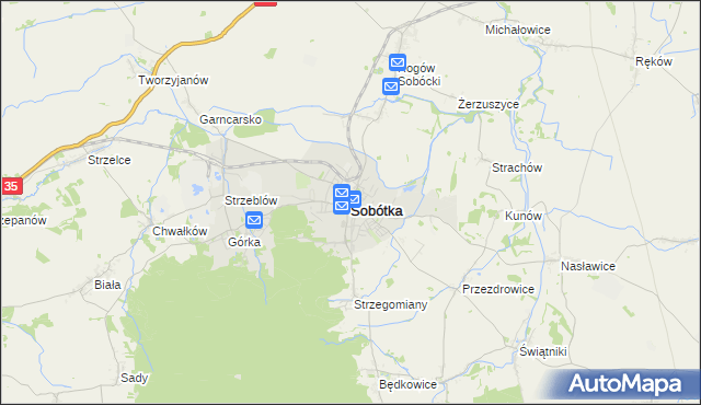 mapa Sobótka powiat wrocławski, Sobótka powiat wrocławski na mapie Targeo
