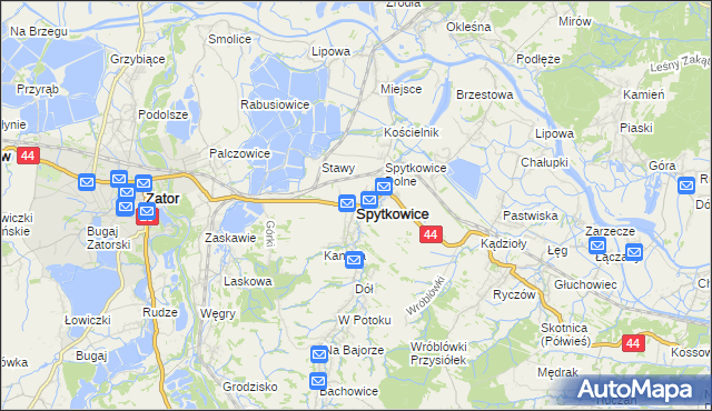 mapa Spytkowice powiat wadowicki, Spytkowice powiat wadowicki na mapie Targeo