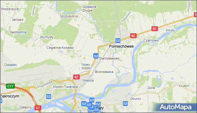 mapa Stanisławowo gmina Pomiechówek, Stanisławowo gmina Pomiechówek na mapie Targeo