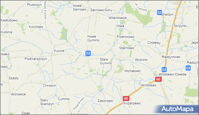 mapa Stare Gumino, Stare Gumino na mapie Targeo