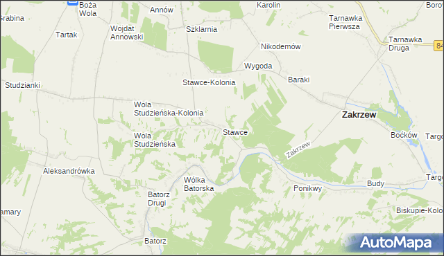 mapa Stawce, Stawce na mapie Targeo