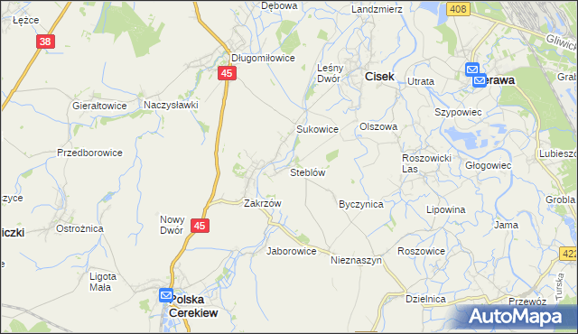 mapa Steblów gmina Cisek, Steblów gmina Cisek na mapie Targeo