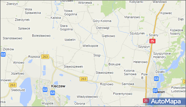 mapa Stogi gmina Kleczew, Stogi gmina Kleczew na mapie Targeo