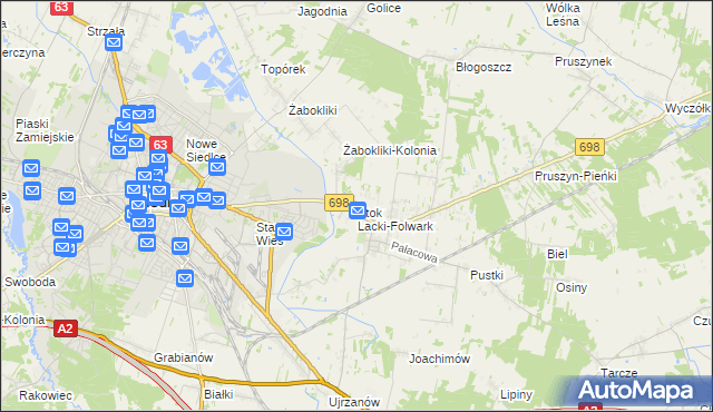 mapa Stok Lacki-Folwark, Stok Lacki-Folwark na mapie Targeo