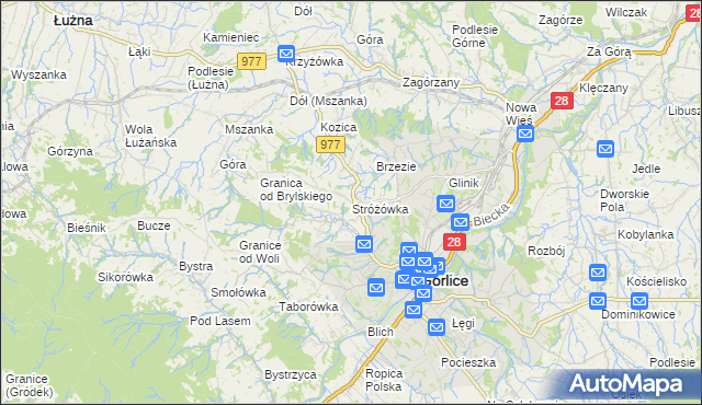 mapa Stróżówka, Stróżówka na mapie Targeo
