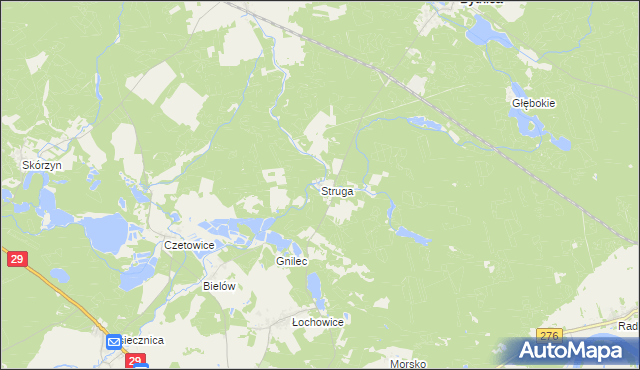 mapa Struga gmina Bytnica, Struga gmina Bytnica na mapie Targeo